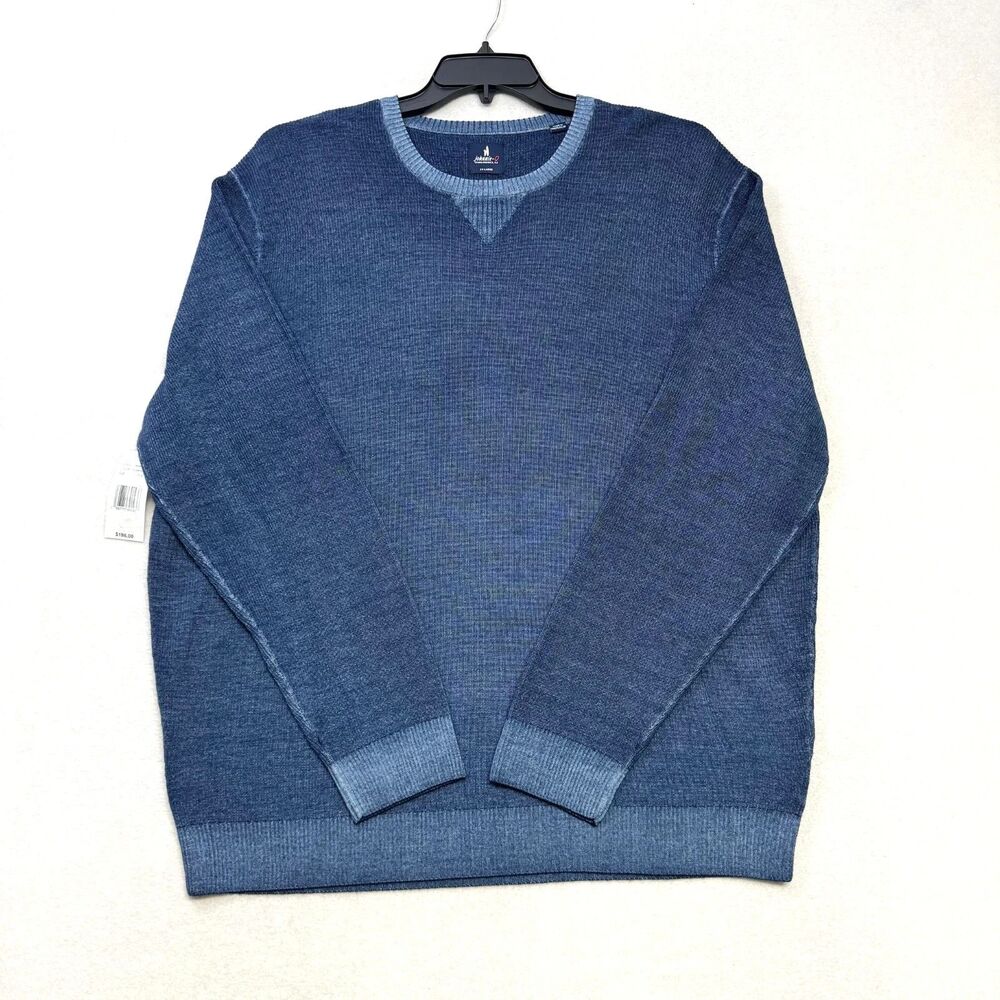 Johnnie-O Men's Size XXL Bombay Blue Burgess Garment Dyed Wool Crewneck Sweater